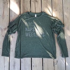 New soft and lightweight Dog Mom ruffle sweater